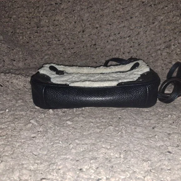 COACH-Rhyder-Shearling Black Leather-36490-Crossbody-Bag Charm-Near Mint - Picture 6 of 8